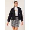 9117 Kruvaze Yaka Crop Ceket - Siyah 145036