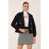 9117 Kruvaze Yaka Crop Ceket - Siyah 145036