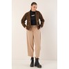 9117 Kruvaze Yaka Crop Ceket - Kahverengi 145037 9117 Kruvaze Yaka Crop Ceket - Kahverengi 145037
