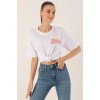 4312 Nakışlı Oversize Tişört - Beyaz - 145039 4312 Nakışlı Oversize Tişört - Beyaz - 145039
