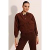 0688 Çift Cepli Bomber Ceket - Kahverengi 145062