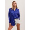 3985 Oversize Saten Gömlek - Saks 145066