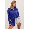 3985 Oversize Saten Gömlek - Saks 145066
