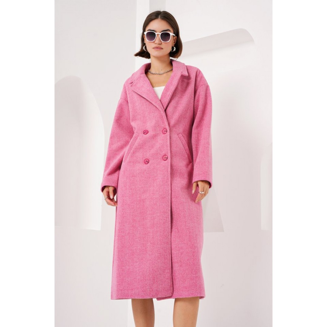 Fuşya Oversize Geniş Kesim Yünlü Uzun Kaşe Kaban 9113 145068 Fuşya Oversize Geniş Kesim Yünlü Uzun Kaşe Kaban 9113 145068