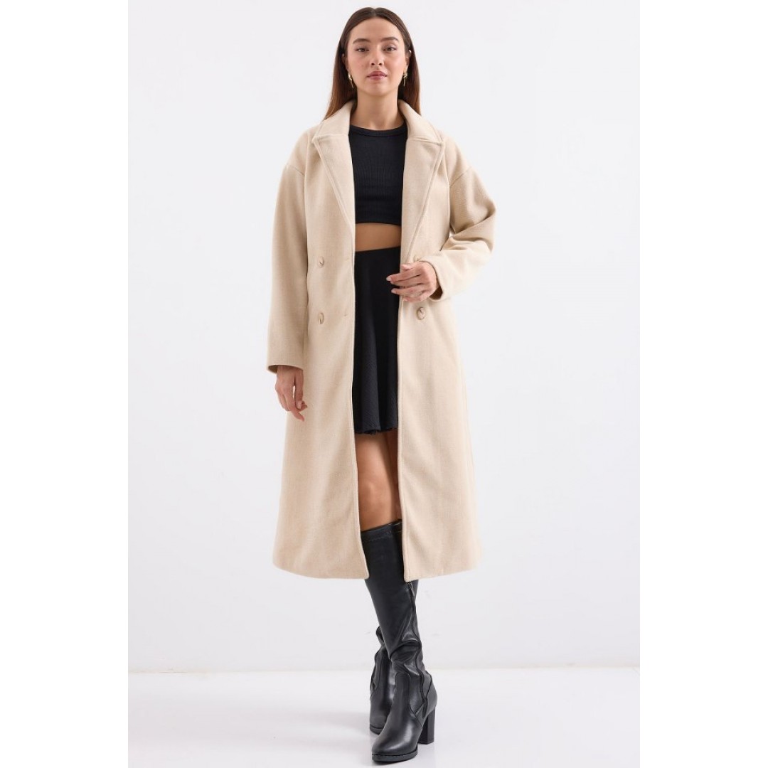 Krem Oversize Geniş Kesim Yünlü Uzun Kaşe Kaban 9113 145069 Krem Oversize Geniş Kesim Yünlü Uzun Kaşe Kaban 9113 145069
