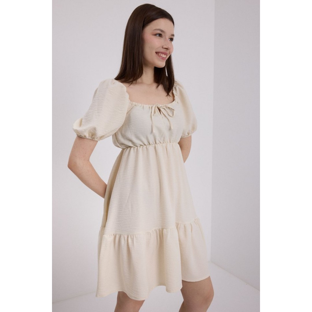 Bej Kloş Keten Elbise 2351 - 145112 Bej Kloş Keten Elbise 2351 - 145112