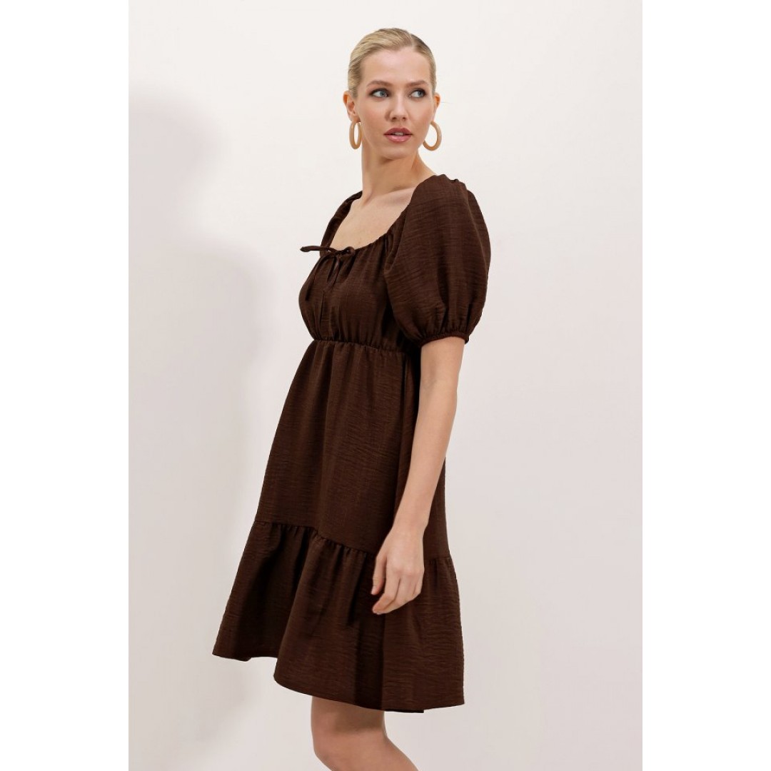 2351 Kloş Poplin Elbise - A.Kahve 145115 2351 Kloş Poplin Elbise - A.Kahve 145115