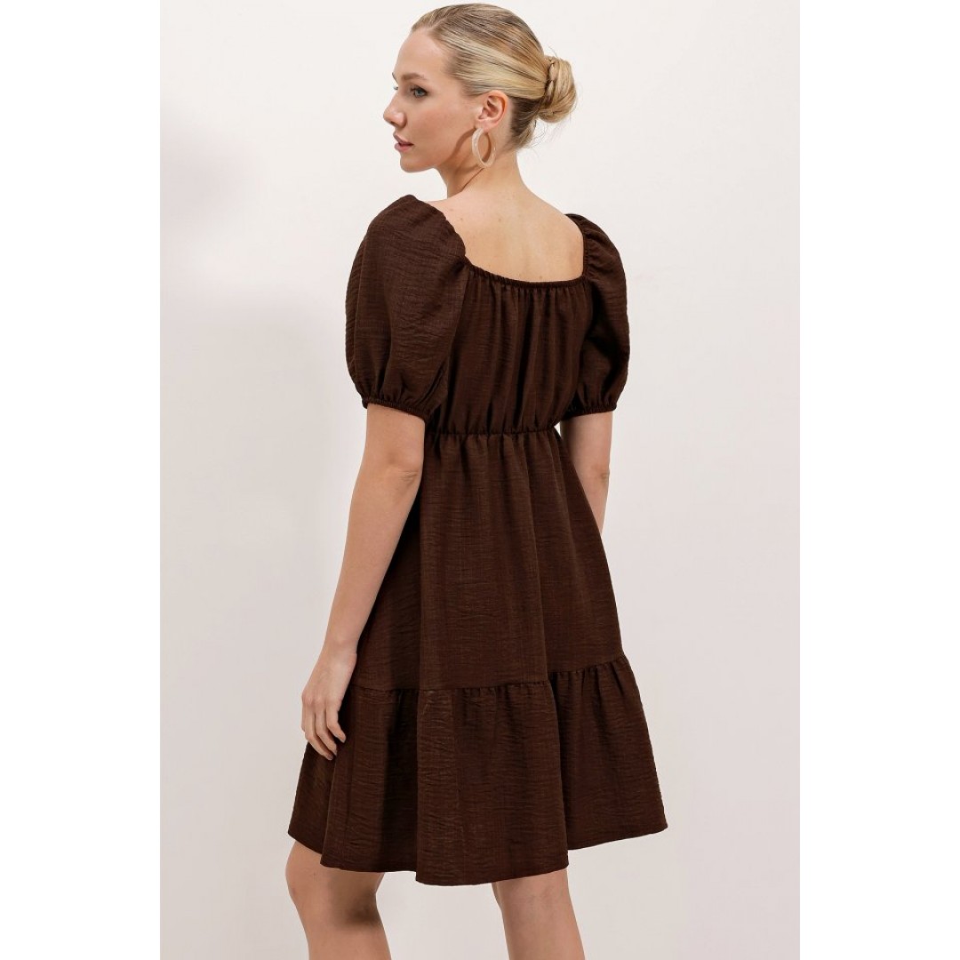 2351 Kloş Poplin Elbise - A.Kahve 145115 2351 Kloş Poplin Elbise - A.Kahve 145115