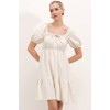 2351 Kloş Poplin Elbise - Ekru 145116 2351 Kloş Poplin Elbise - Ekru 145116