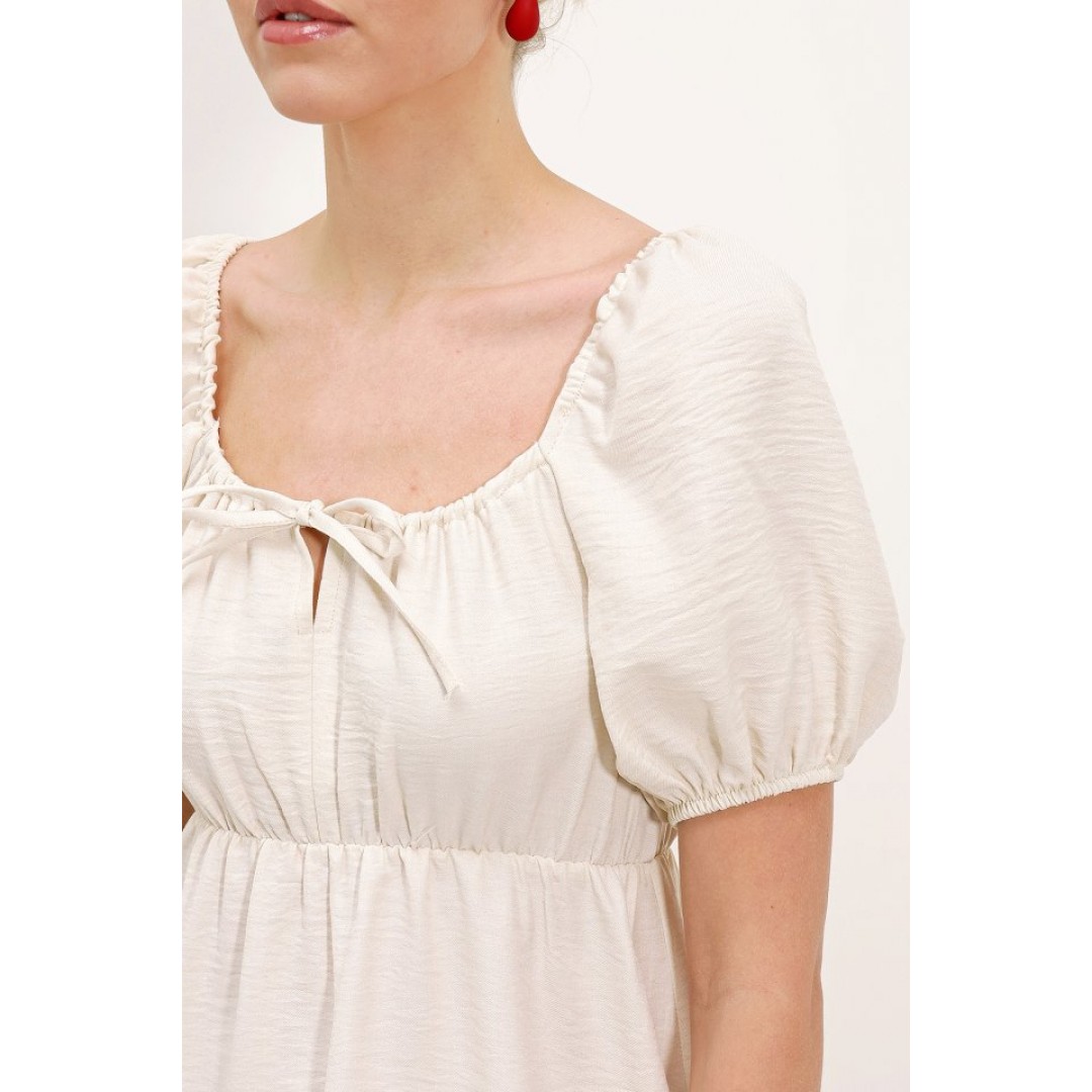 2351 Kloş Poplin Elbise - Ekru 145116 2351 Kloş Poplin Elbise - Ekru 145116