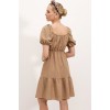 2351 Kloş Poplin Elbise - Camel 145117