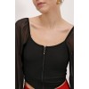 Siyah Şifon Önü Fermuarlı Bluz 0496 145128 Siyah Şifon Önü Fermuarlı Bluz 0496 145128