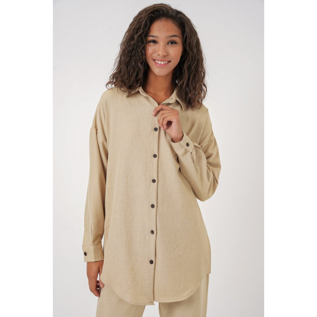 Bej Oversize Keten Alt Üst Takım 6622 145148 Bej Oversize Keten Alt Üst Takım 6622 145148