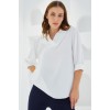 Beyaz Gömlek Yaka Saten Bluz 0493 - 145157