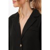 Siyah Çift Düğmeli Oversize Crop Keten Ceket 0706 145199