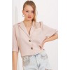 Krem Çift Düğmeli Oversize Crop Keten Ceket 0706 145202