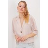 Krem Çift Düğmeli Oversize Crop Keten Ceket 0706 145202