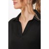 Siyah Oversize Polo Yaka Örme Bluz 0486 145203 Siyah Oversize Polo Yaka Örme Bluz 0486 145203
