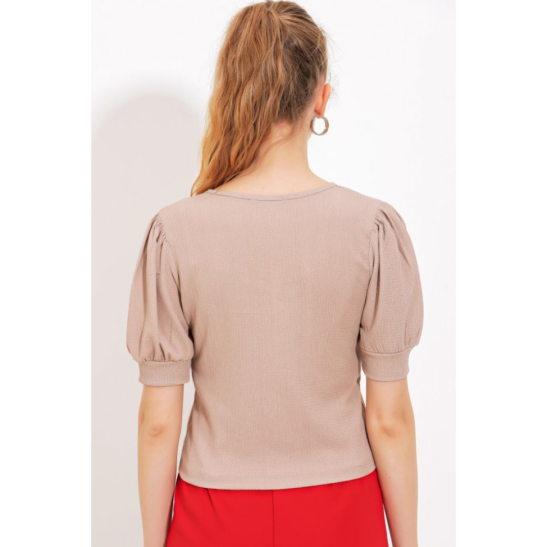 Bisküvi Fermuarlı Örme Bluz 4316 - 145213 Bisküvi Fermuarlı Örme Bluz 4316 - 145213