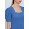 İndigo Kare Yaka Örme Mini Elbise - 145215 İndigo Kare Yaka Örme Mini Elbise - 145215