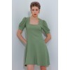 Çağla Yeşili Kare Yaka Örme Mini Elbise - 145217 Çağla Yeşili Kare Yaka Örme Mini Elbise - 145217
