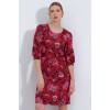 Bordo Gül Desenli Midi Elbise 2477 - 145225 Bordo Gül Desenli Midi Elbise 2477 - 145225