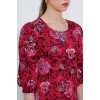 Bordo Gül Desenli Midi Elbise 2477 - 145225 Bordo Gül Desenli Midi Elbise 2477 - 145225