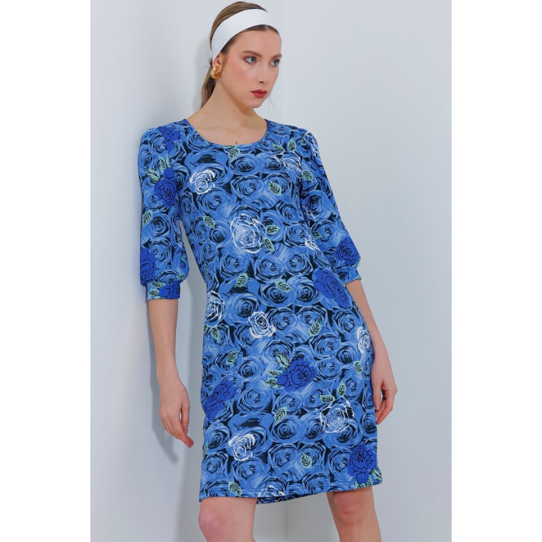Saks Gül Desenli Midi Elbise 2477 145226 Saks Gül Desenli Midi Elbise 2477 145226