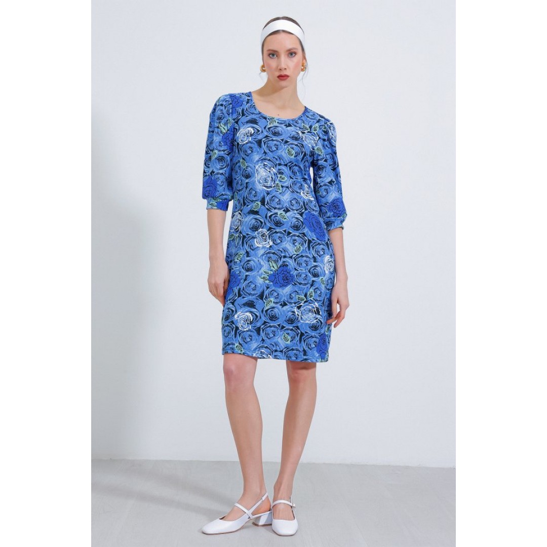 Saks Gül Desenli Midi Elbise 2477 145226 Saks Gül Desenli Midi Elbise 2477 145226