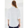 Beyaz Kısa Kol Oversize Keten Gömlek 20240 - 145255