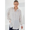 Bej Beyaz Desenli Oversize Saten Gömlek 3985 - 145269 Bej Beyaz Desenli Oversize Saten Gömlek 3985 - 145269
