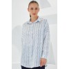 Turkuaz Beyaz Desenli Oversize Saten Gömlek 3985 145270