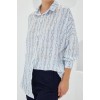 Turkuaz Beyaz Desenli Oversize Saten Gömlek 3985 145270