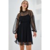 Siyah Tül Detaylı Mini Elbise 2485 145275 Siyah Tül Detaylı Mini Elbise 2485 145275