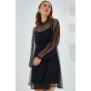 Siyah Tül Detaylı Mini Elbise 2485 145275 Siyah Tül Detaylı Mini Elbise 2485 145275