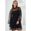 Siyah Tül Detaylı Mini Elbise 2485 145275 Siyah Tül Detaylı Mini Elbise 2485 145275