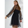 Siyah Tül Detaylı Mini Elbise 2485 145275 Siyah Tül Detaylı Mini Elbise 2485 145275
