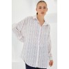 Pudra Beyaz Desenli Oversize Saten Gömlek 3985 145281 Pudra Beyaz Desenli Oversize Saten Gömlek 3985 145281