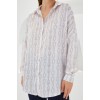 Pudra Beyaz Desenli Oversize Saten Gömlek 3985 145281 Pudra Beyaz Desenli Oversize Saten Gömlek 3985 145281