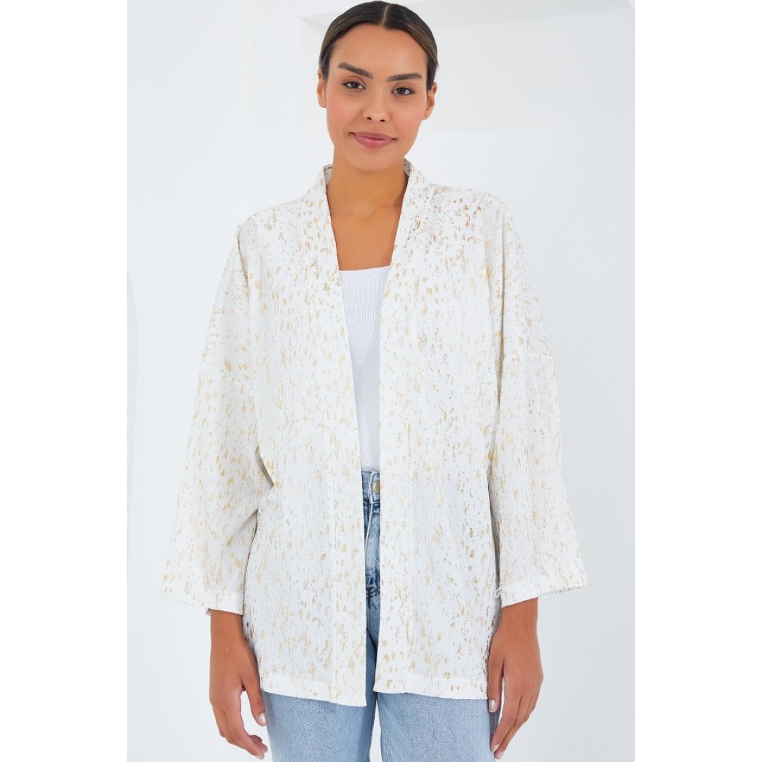Ekru Varaklı Örme Kimono 5925 145302 Ekru Varaklı Örme Kimono 5925 145302