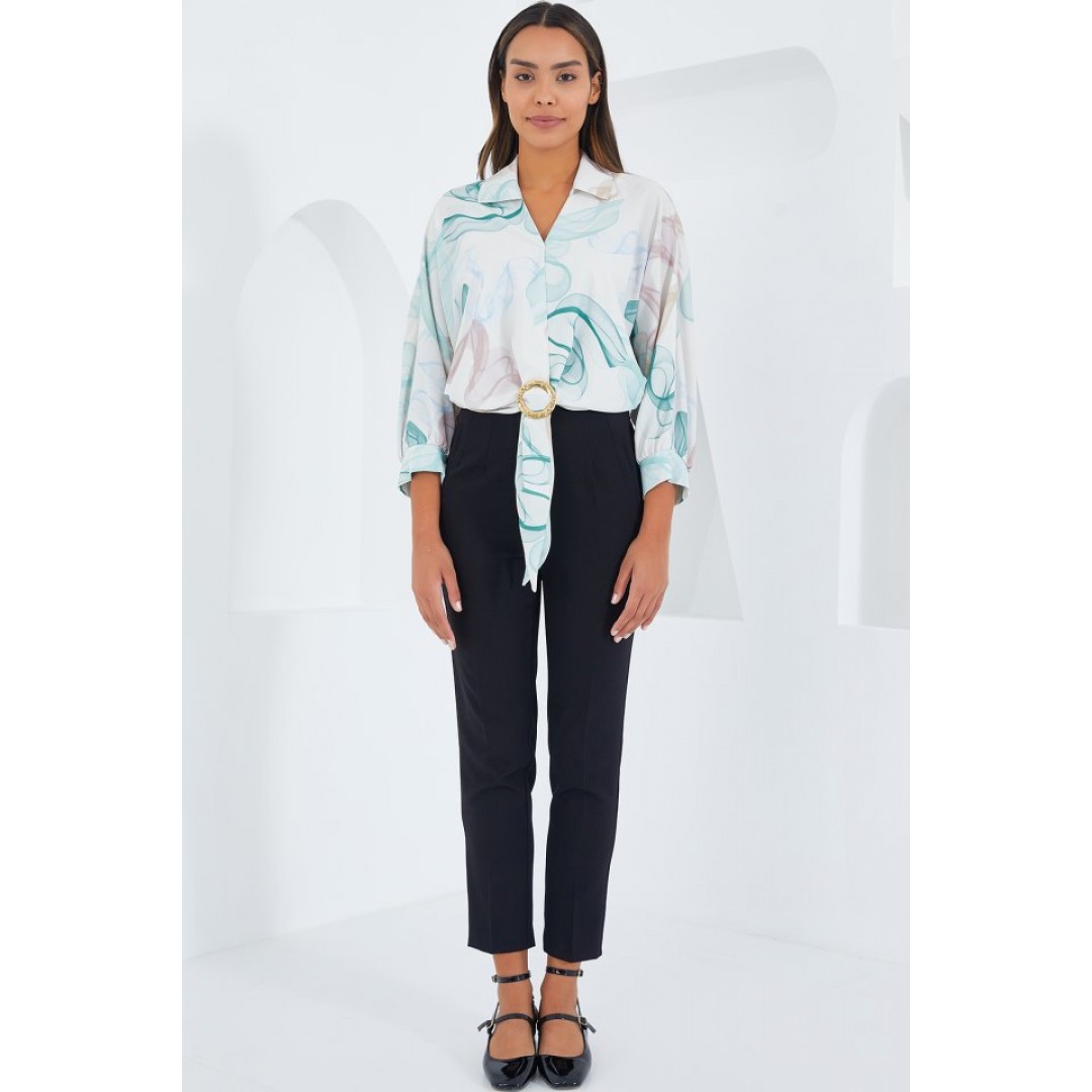 Oversize Dökümlü Crop Saten Gömlek 906 - Mint 145309 Oversize Dökümlü Crop Saten Gömlek 906 - Mint 145309