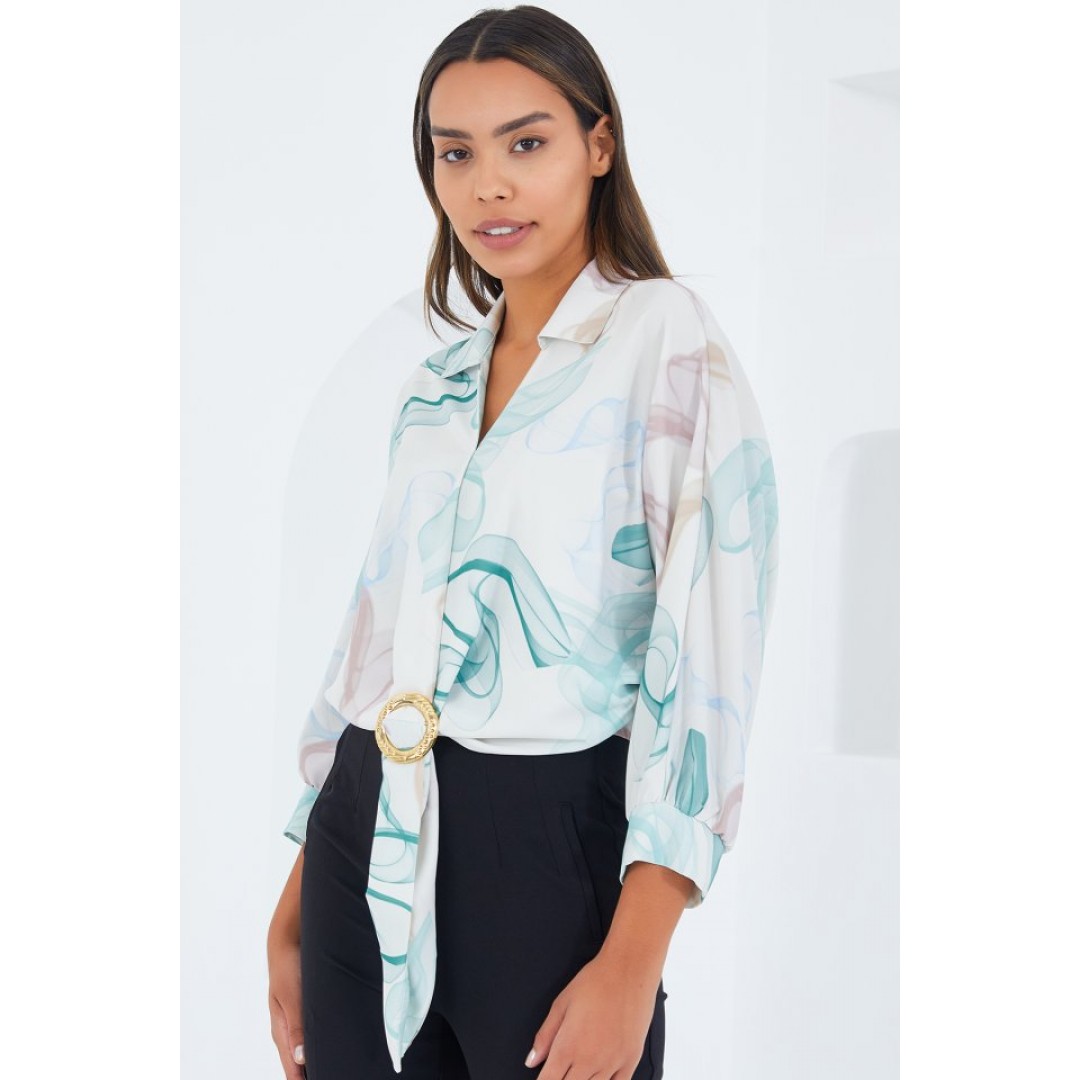 Oversize Dökümlü Crop Saten Gömlek 906 - Mint 145309 Oversize Dökümlü Crop Saten Gömlek 906 - Mint 145309