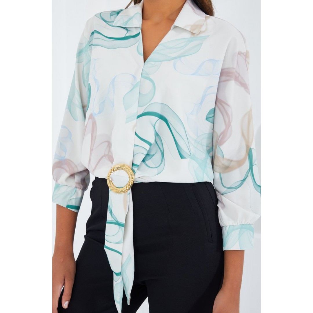 Oversize Dökümlü Crop Saten Gömlek 906 - Mint 145309 Oversize Dökümlü Crop Saten Gömlek 906 - Mint 145309