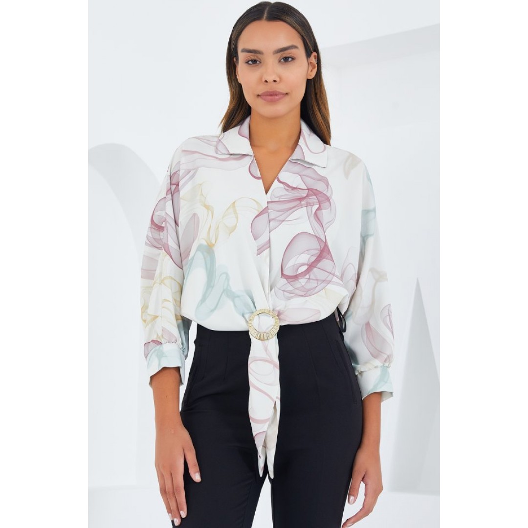 Oversize Dökümlü Crop Saten Gömlek 906 - Gül Kurusu