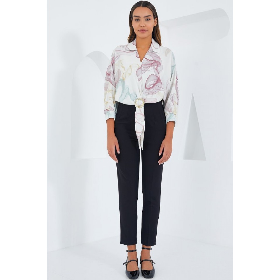Oversize Dökümlü Crop Saten Gömlek 906 - Gül Kurusu 145310