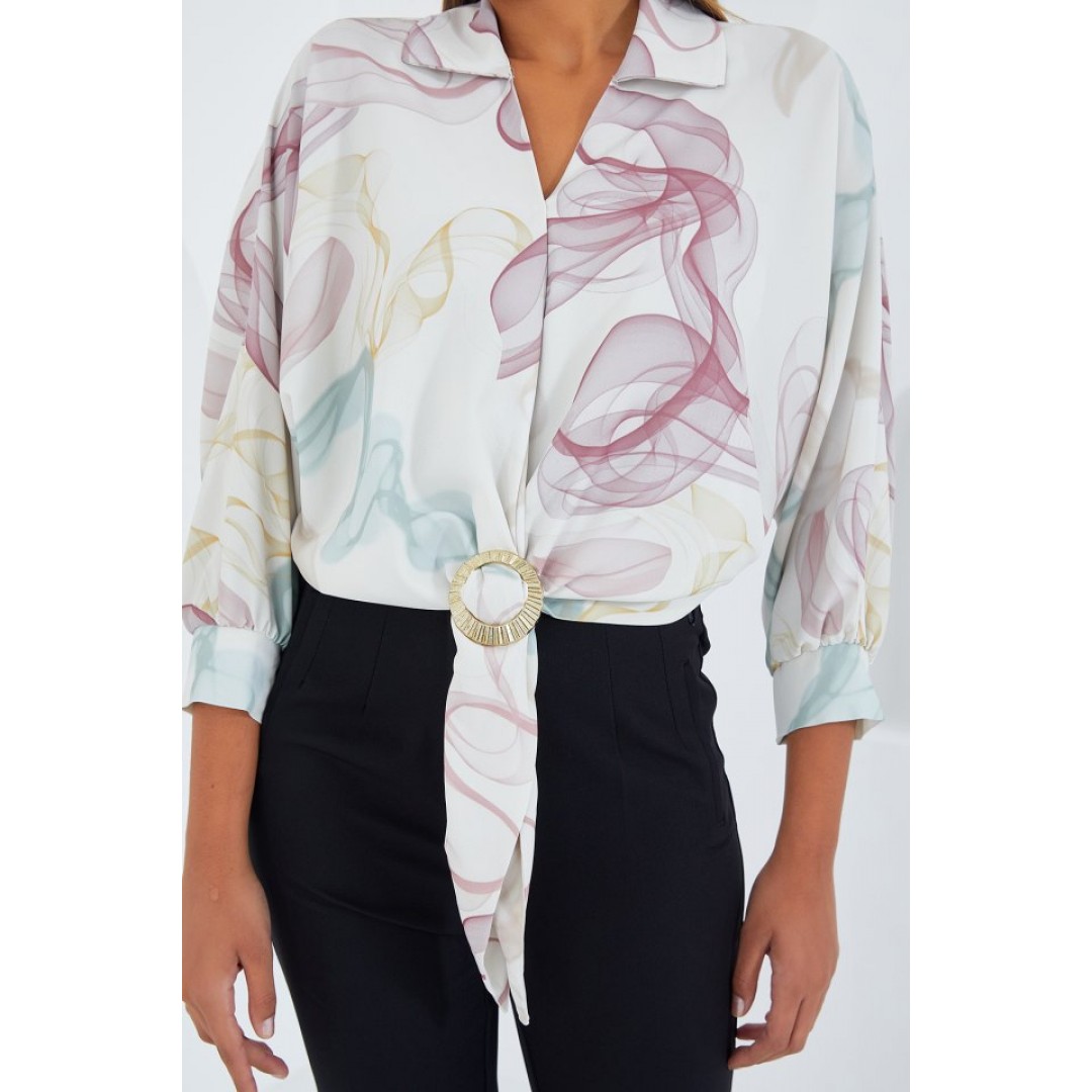 Oversize Dökümlü Crop Saten Gömlek 906 - Gül Kurusu 145310