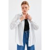 20208 Çizgili Oversize Uzun Basic Gömlek - Beyaz 145411 20208 Çizgili Oversize Uzun Basic Gömlek - Beyaz 145411
