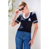 4320 Polo Yaka Basic Triko Bluz - Siyah 145426