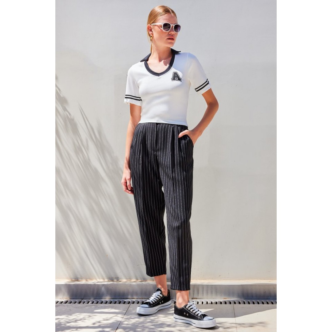 4320 Polo Yaka Basic Triko Bluz - Beyaz 145427 4320 Polo Yaka Basic Triko Bluz - Beyaz 145427