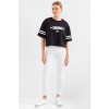 4322 Baskılı Oversize Basic Tişört - Siyah - 145428